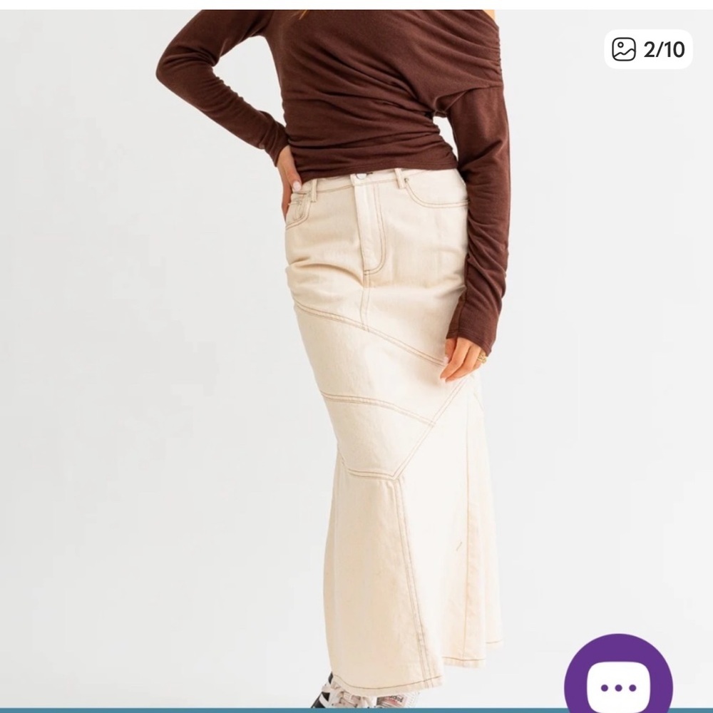 Le lis White Denim Once Upon A Time Maxi Skirt Size M